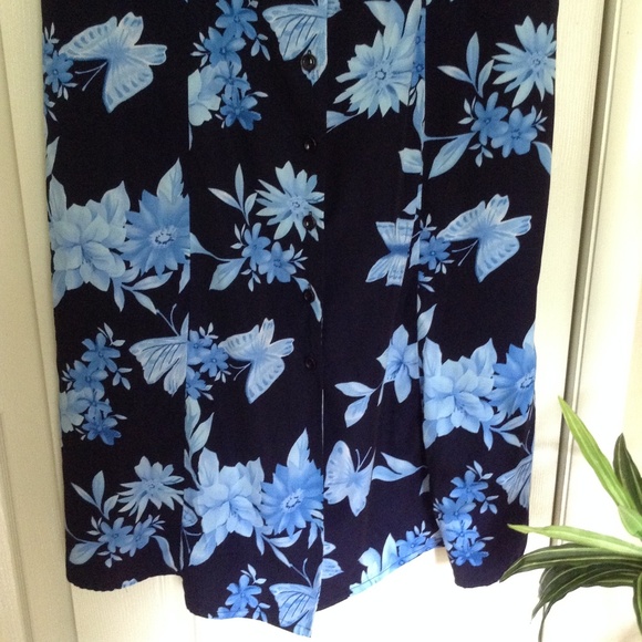 Studio I Blue Floral Sleeveless Shirt Dress - Picture 3 of 7